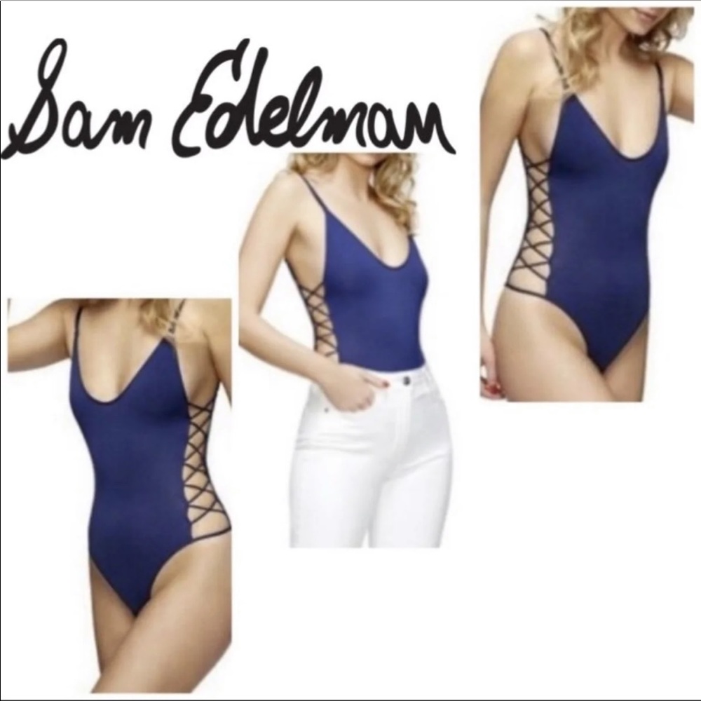 Sam Edelman cross side navy bodysuit